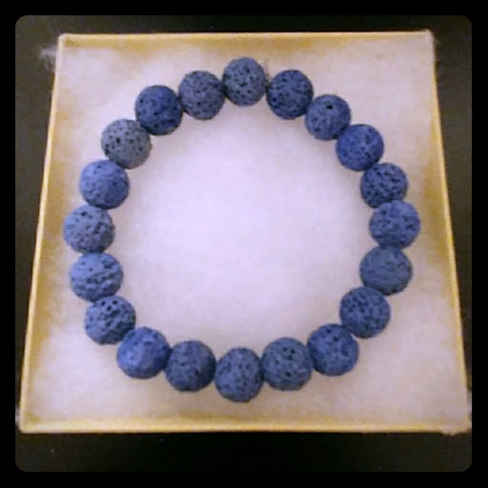 Ocean Blue Lava Rock Stone Bracelet